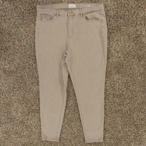 Nicole Miller Jeans‎ Women's 14 Tan SOHO High Rise Ankle Skinny Stretch Denim